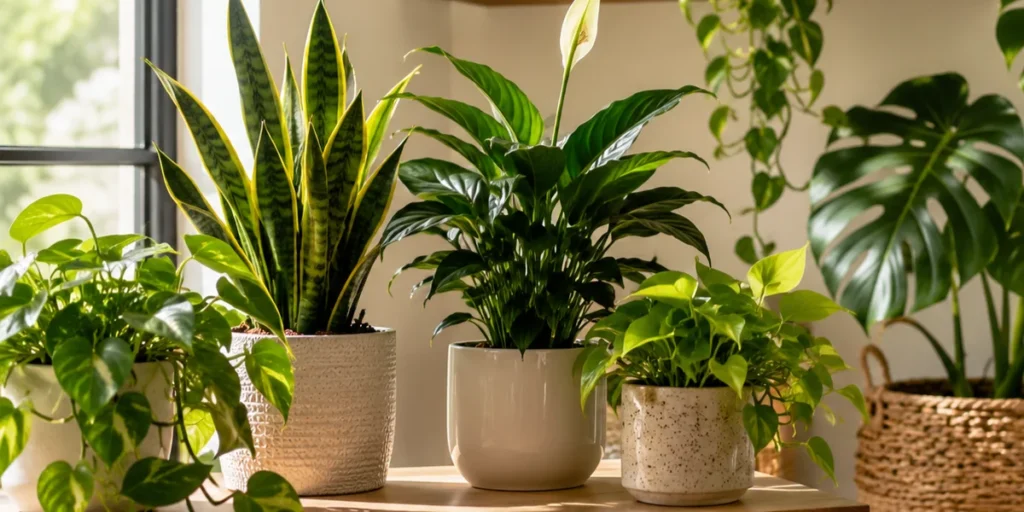 Beginner friendly indoor plants arranged in a home