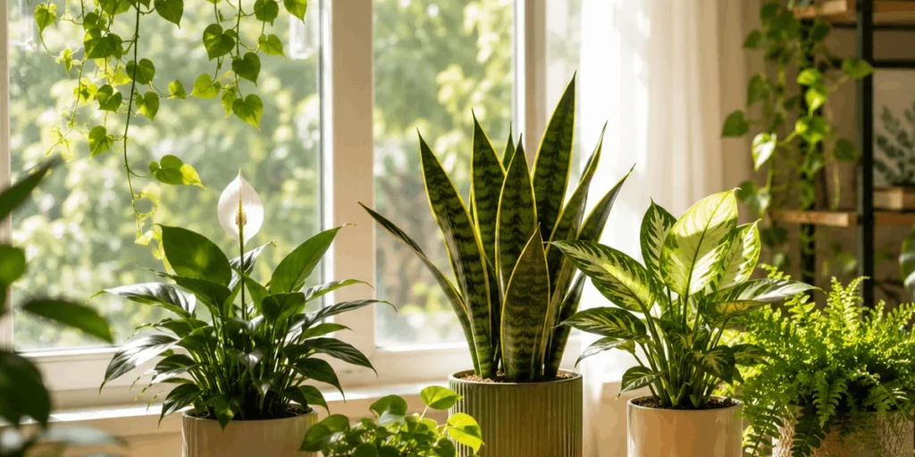 Indoor plants receiving bright indirect light