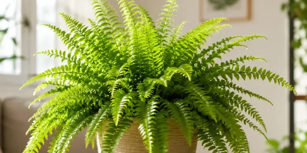 Pet friendly Boston fern growing indoors