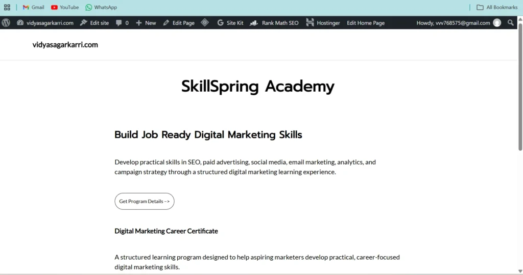 Skillspring landing page